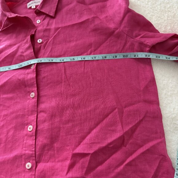 Abigail Zwaans Womens Pink Linen Button-Up Shirt Size S - Picture 4 of 6